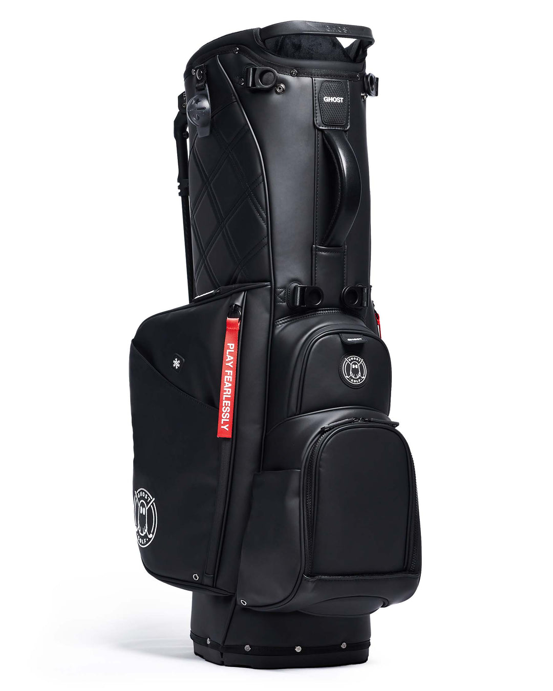 Ghost Golf Katana Black Leather Golf Bag with Red Tags