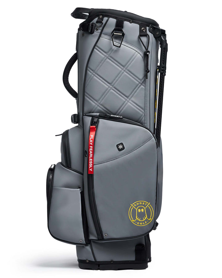 Ghost Golf Maverick Grey Leather Golf Bag with Yellow Logo Stitch