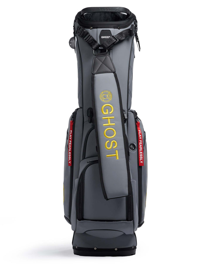 Ghost Golf Maverick Grey Leather Golf Bag with Yellow Logo Stitch