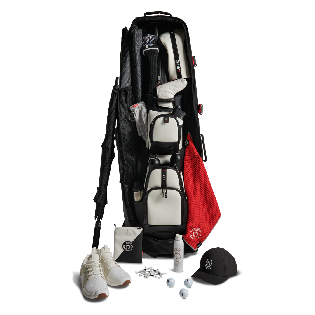 Golf Travel Bag. With Golf Bag and Clubs plus accessories. 