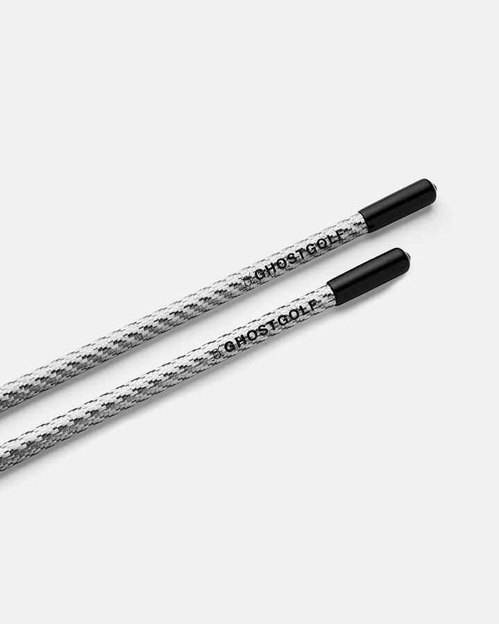 Closeup Product Shot of Silver Alignment Stick with Ghost Golf Logo at the end of the Alignment Stick #color_silver