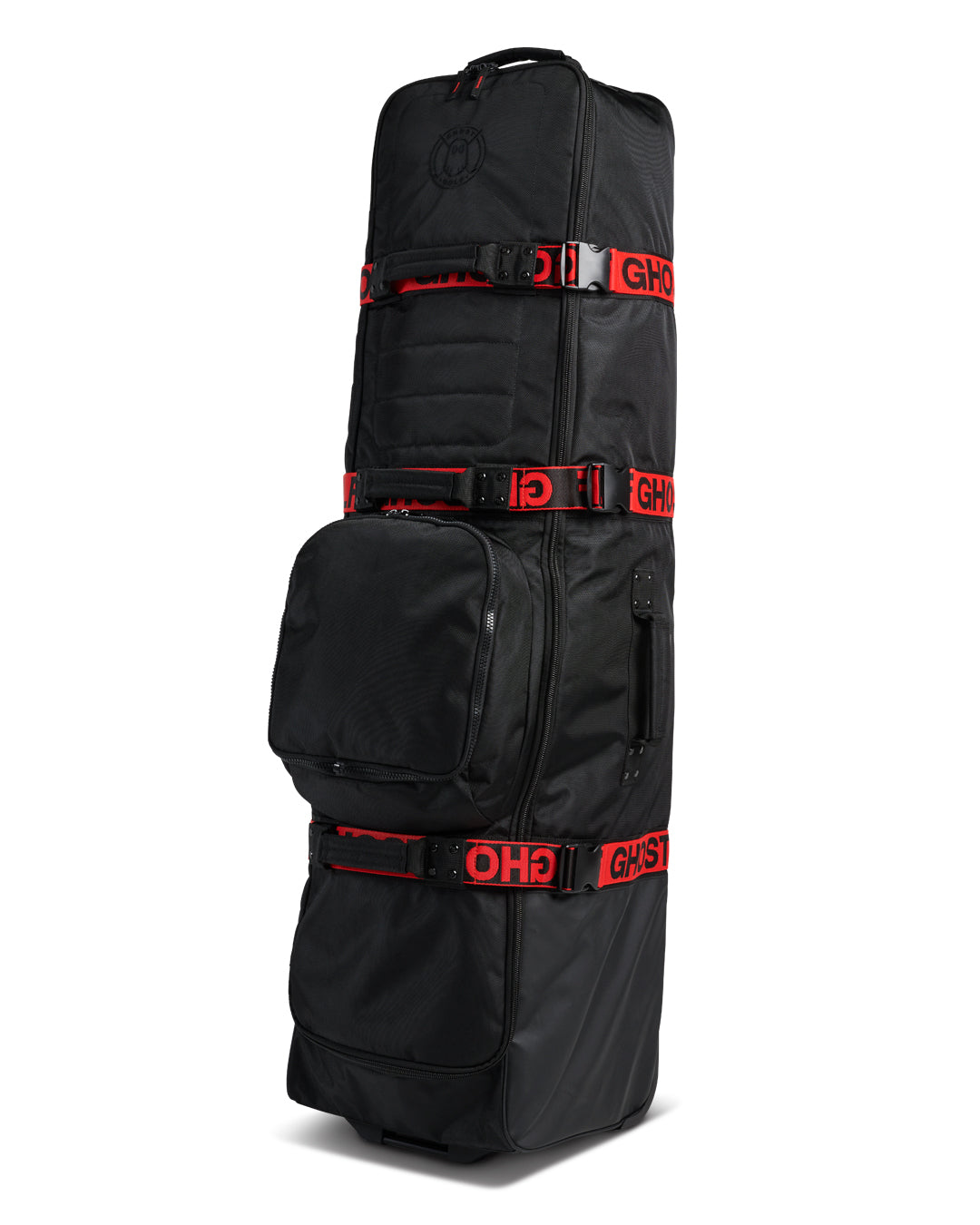 Golf Travel Bag. Black with Red Nylon Stripe Webbing.