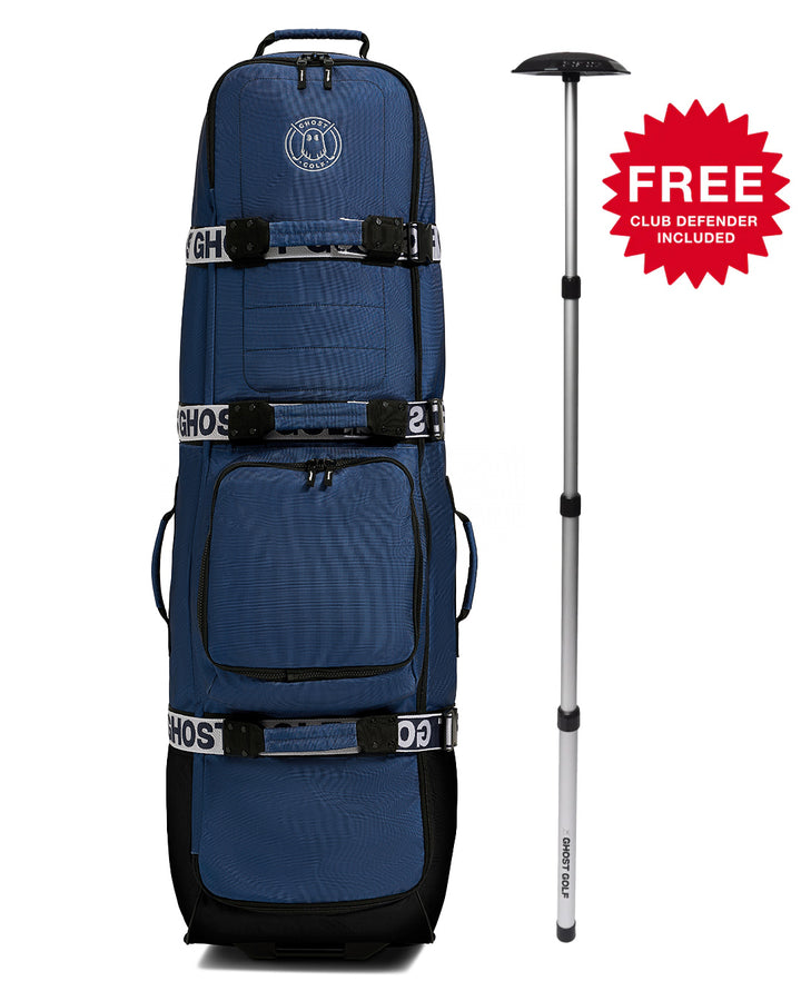 Front View Product Photo of Navy AWOL Travel Bag with Club Defender call out #color_navy