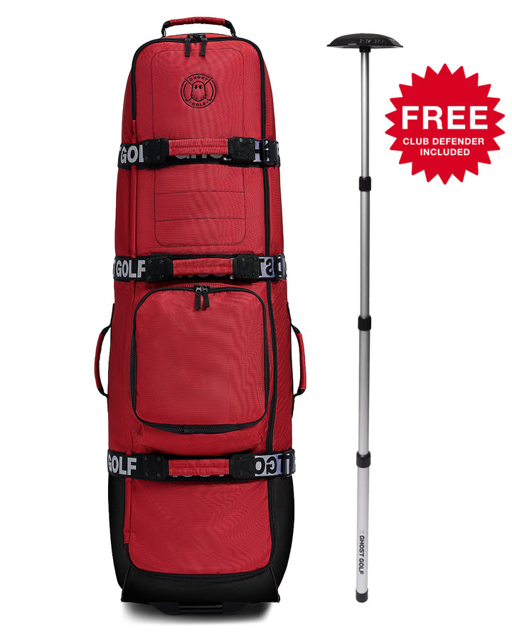 Front View Product Photo of Red AWOL Travel Bag with Club Defender call out #color_red
