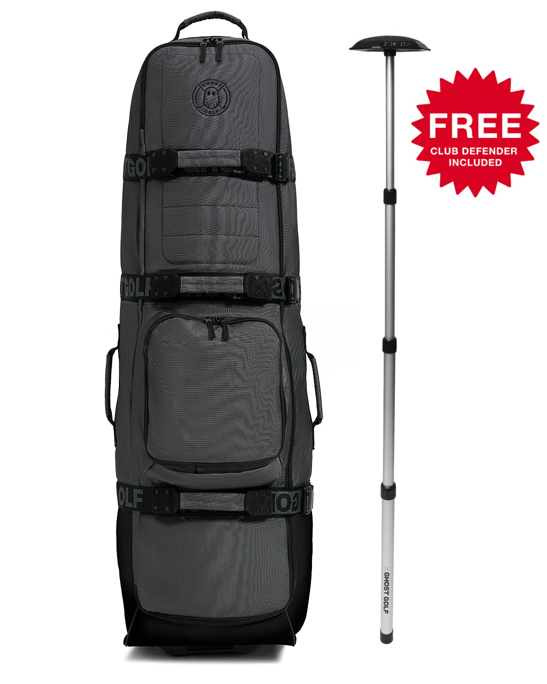 Front View Product Photo of Grey AWOL Travel Bag with Club Defender call out #color_grey