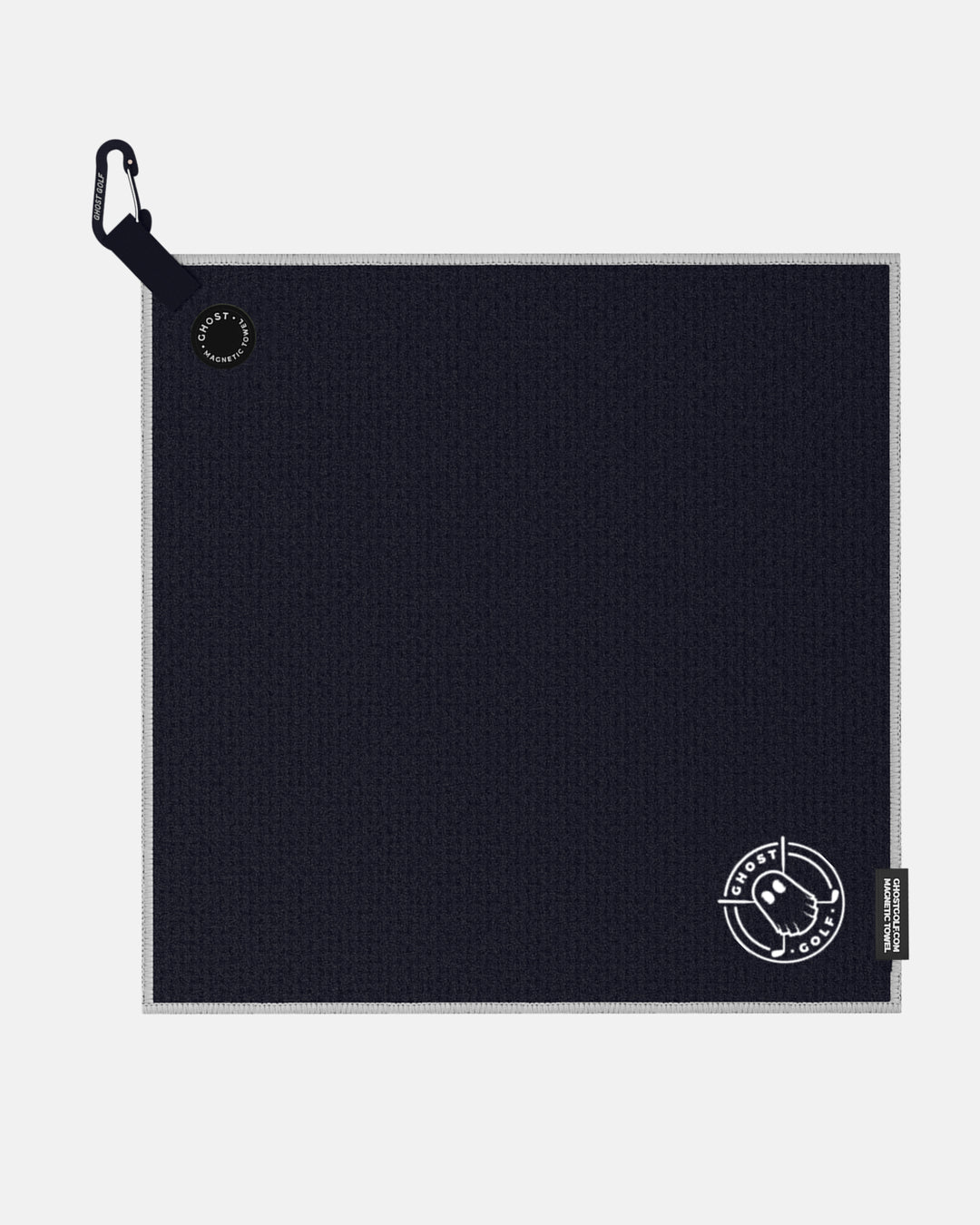 Greenside Towel with Magnet Patch and Carabiner Flatlay Black#color_black