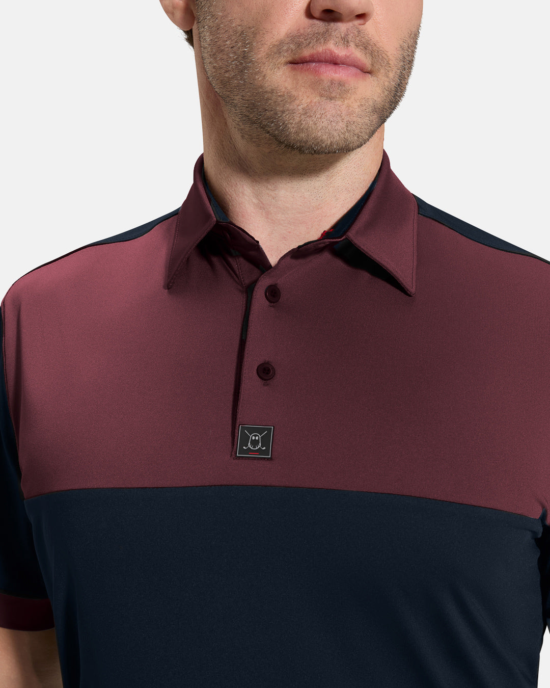 Block Polo_Closeup Front_Burgundy #color_burgundy