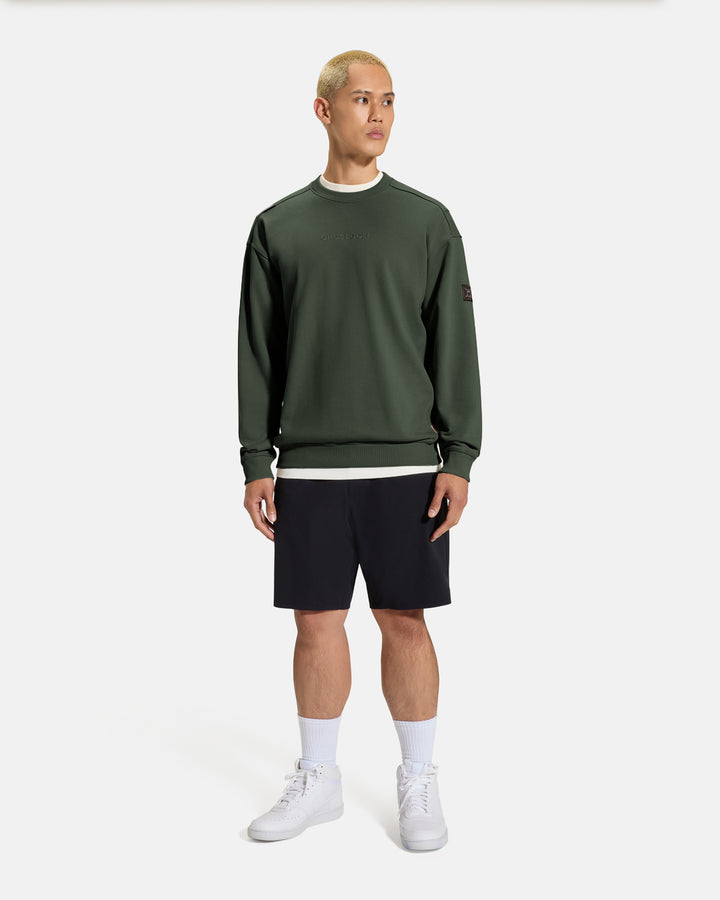 Clubhouse Crewneck_Full Body_Olive_Male Model #color_olive