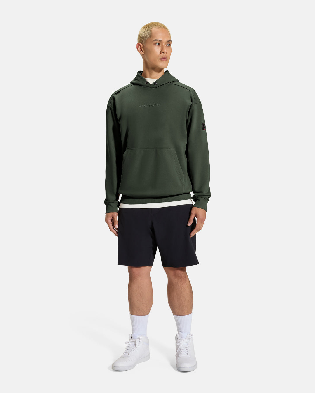 Clubhouse Hoodie_Full Body_Olive_Male Model_ #color_olive