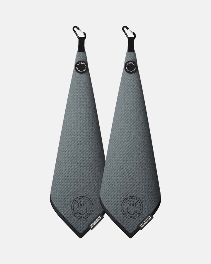 2 Greenside towels with Magnet Patch and Carabiner. Color Dark Grey