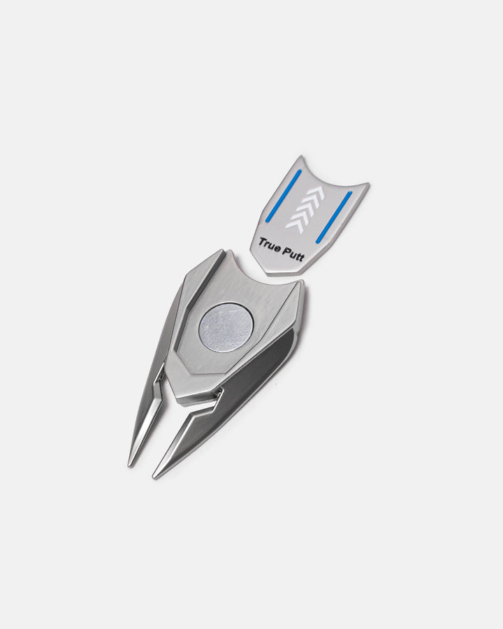 Divot Tool Silver Front View with Ball Marker Out#color_silver