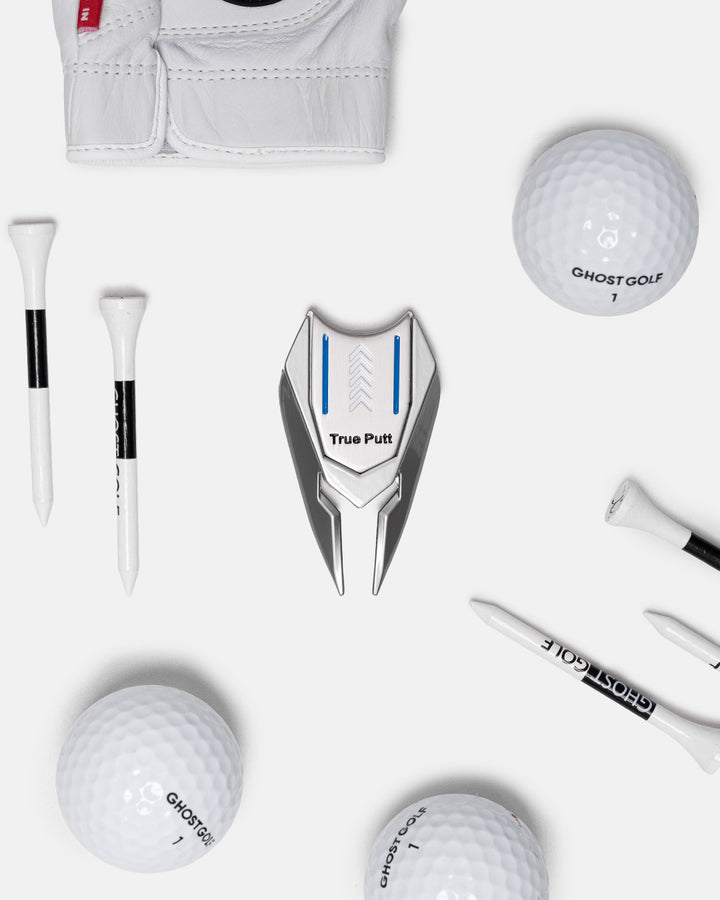 Divot Tool Silver Creative Shot with Golf Balls, Tees and Glove#color_silver