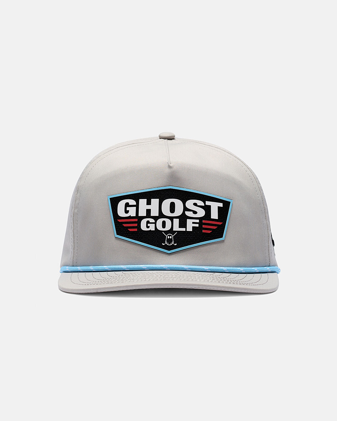 Front View Product Photo of Grey Flight Hat With Ghost Golf Patch in Center #color_grey