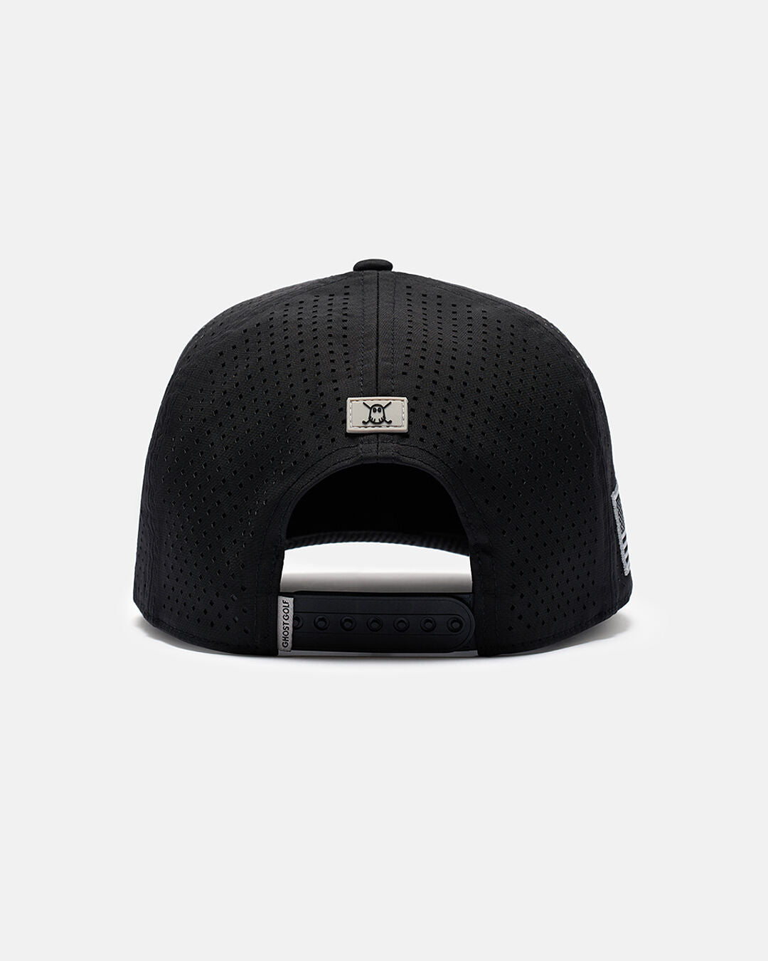 Back View Product Photo of Black Flight Hat With Ghost Golf Icon on Back Center #color_black