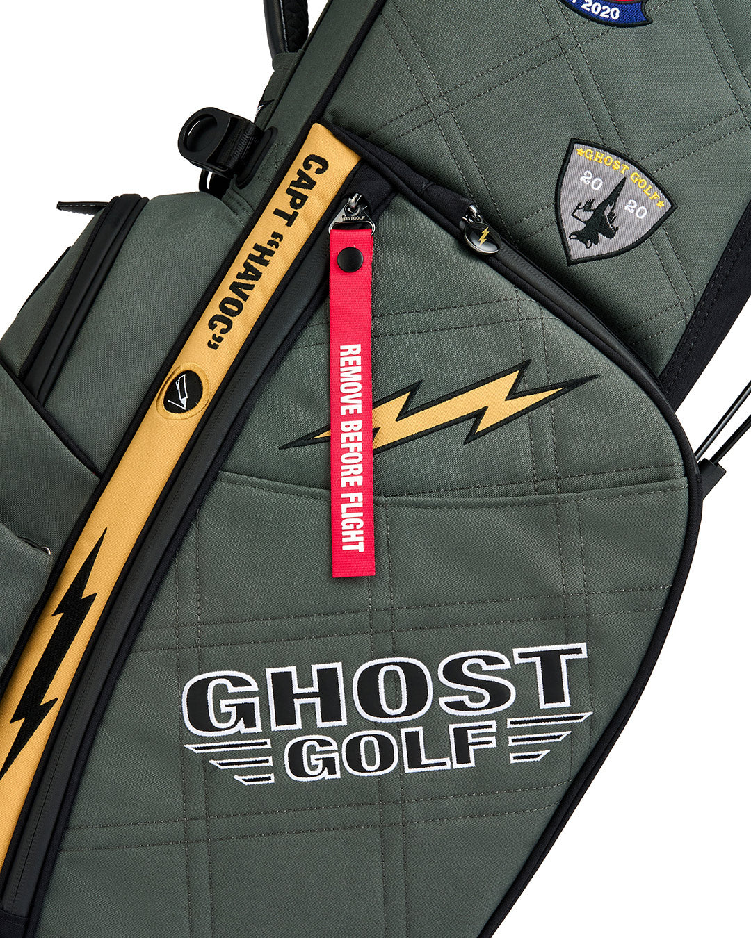 Closeup Side Detail Shot of G-Suit Anyday Bag Showcasing Ghost Golf 