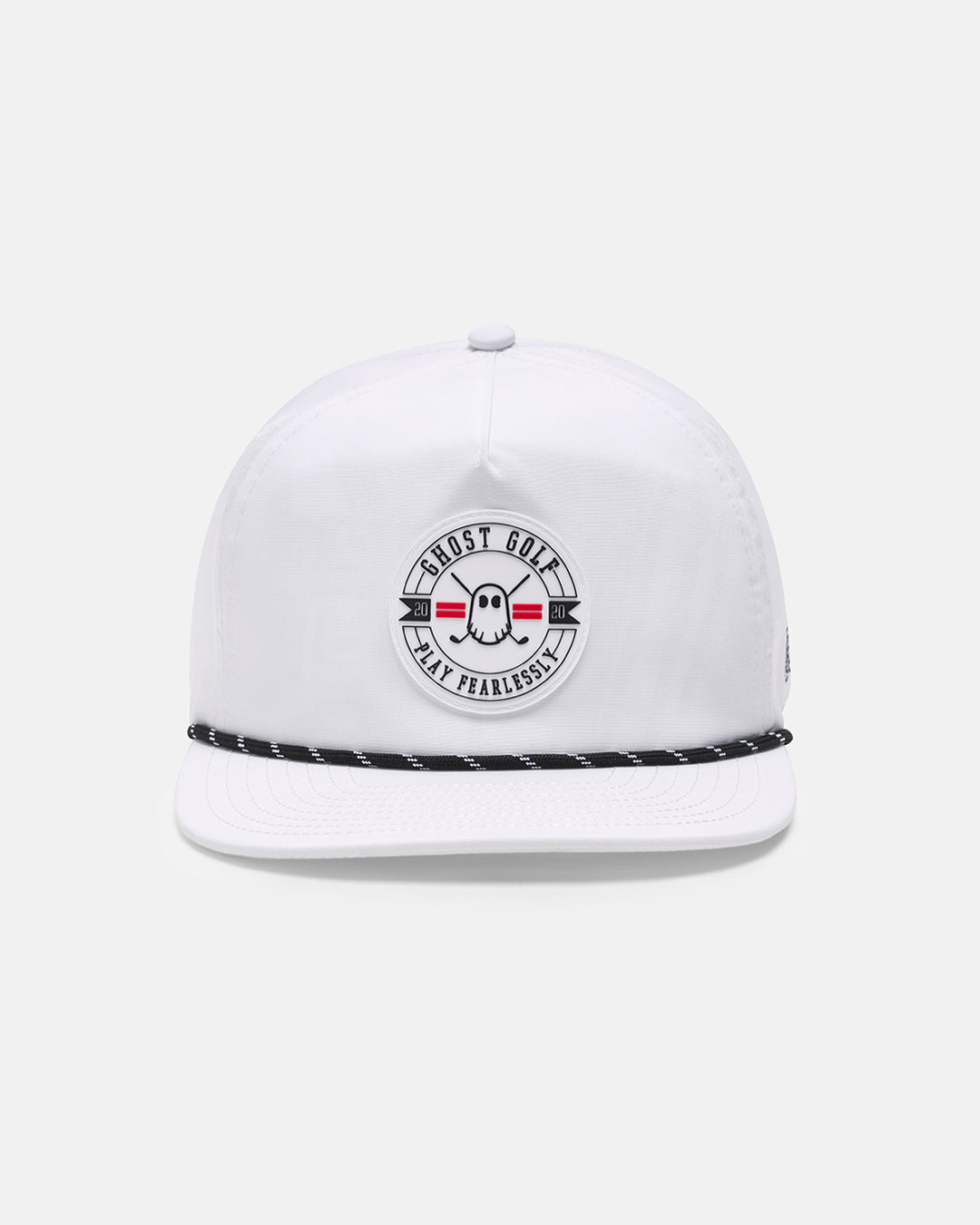 Front View Product Photo of Cream White GG Badge Snapback Hat with Badge Logo Centered #color_white