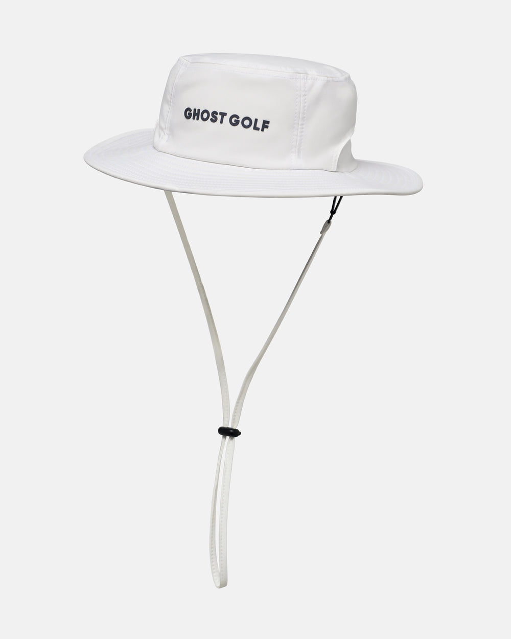 3/4 View Product Photo of White GG Boonie Hat with Ghost Golf Logo#color_white