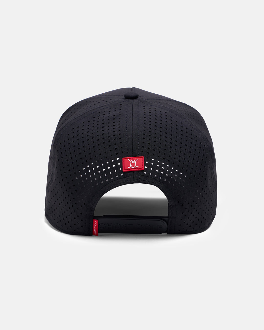 Back View Product Photo of Black-Black GG Core Logo Snapback Hat with Ghost Icon #color_black-black