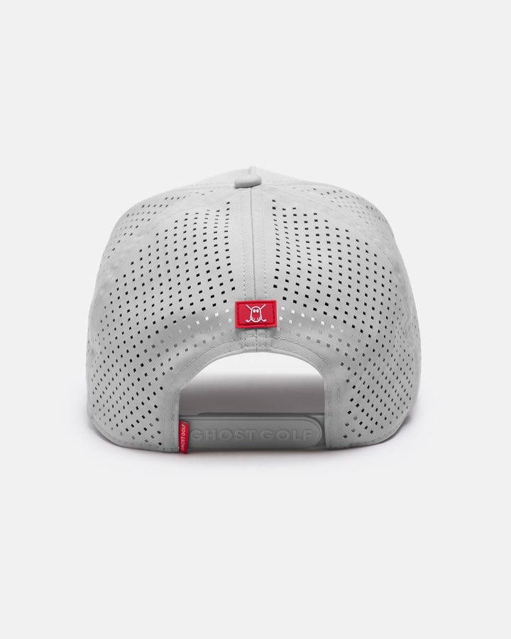 Back View Product Photo of Grey GG Core Logo Snapback Hat with Ghost Icon #color_grey