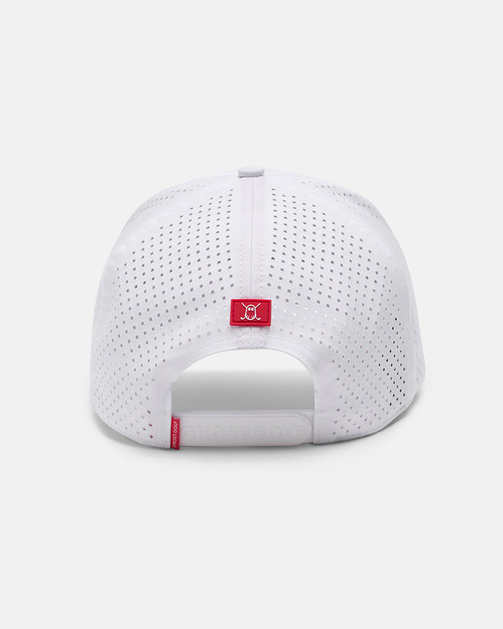 Back View Product Photo of White GG Core Logo Snapback Hat with Ghost Icon #color_white