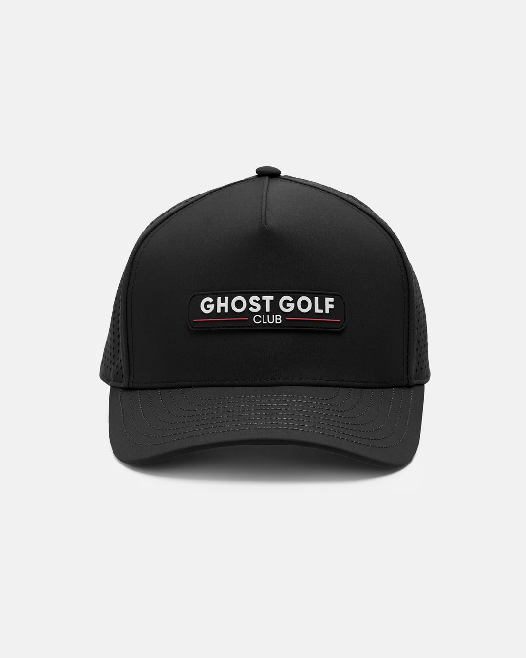 Front View Product Photo of Black GG Core Logo Snapback Hat with Ghost Golf Club Badge #color_black
