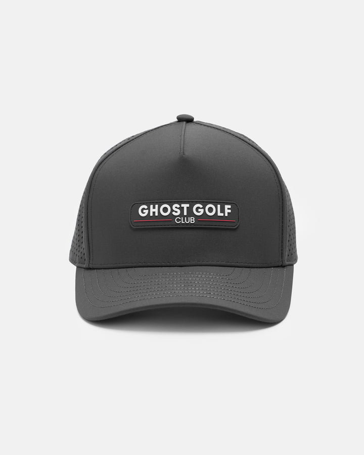 Front View Product Photo of Iron Grey GG Core Logo Snapback Hat with Ghost Golf Club Badge #color_iron-grey