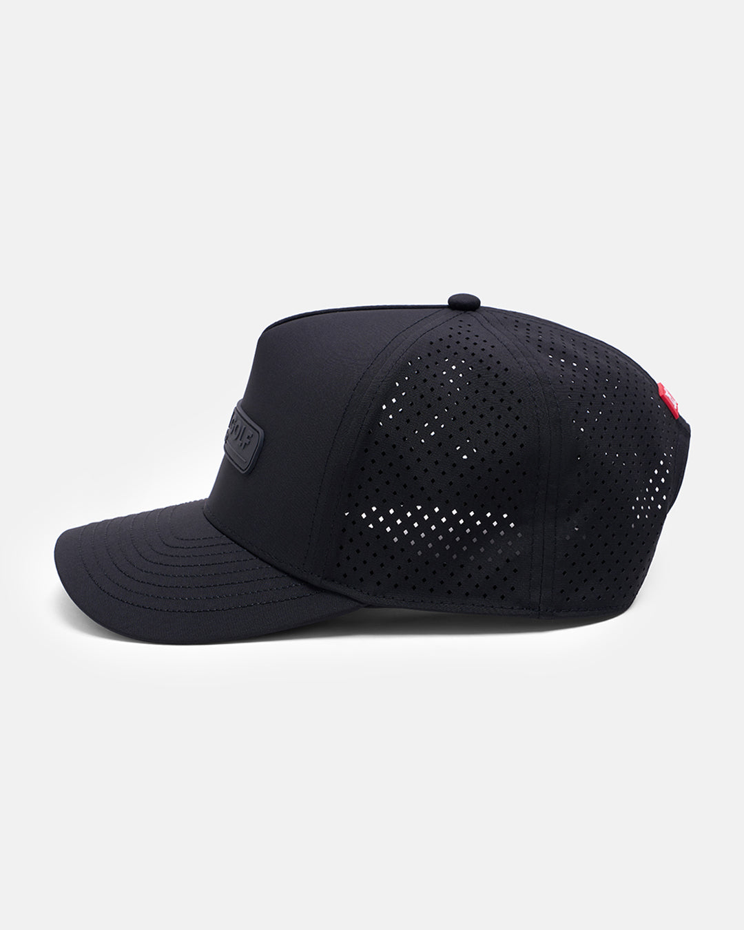 Side View Product Photo of Black-Black GG Core Logo Snapback Hat #color_black-black