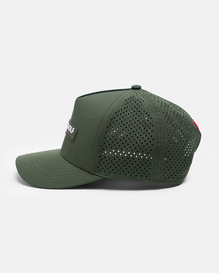 Side View Product Photo of Forest Green GG Core Logo Snapback Hat #color_forest-green