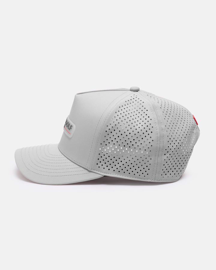 Side View Product Photo of  Grey GG Core Logo Snapback Hat #color_grey