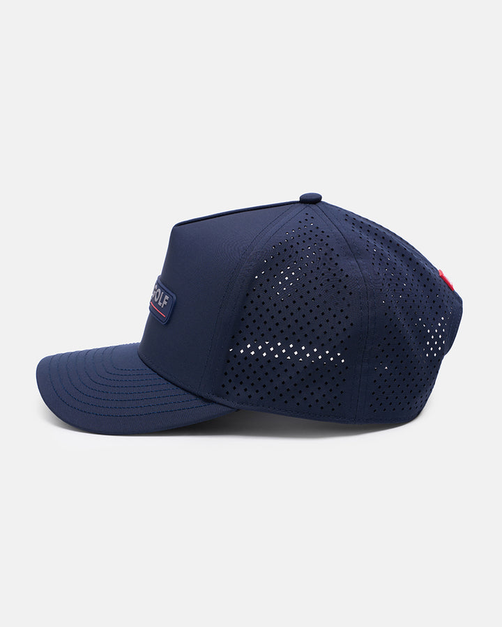 Side View Product Photo of Navy GG Core Logo Snapback Hat #color_navy