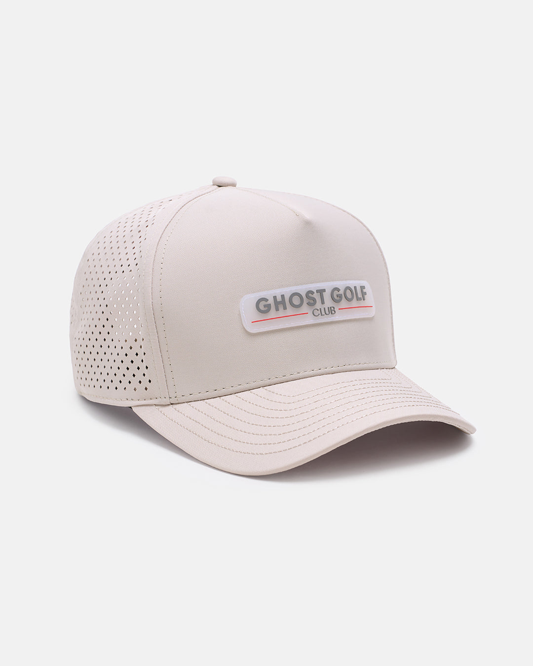Three Quarter Left View Product Photo of Feather Grey GG Core Logo Snapback Hat with Ghost Golf Club Badge #color_feather-grey