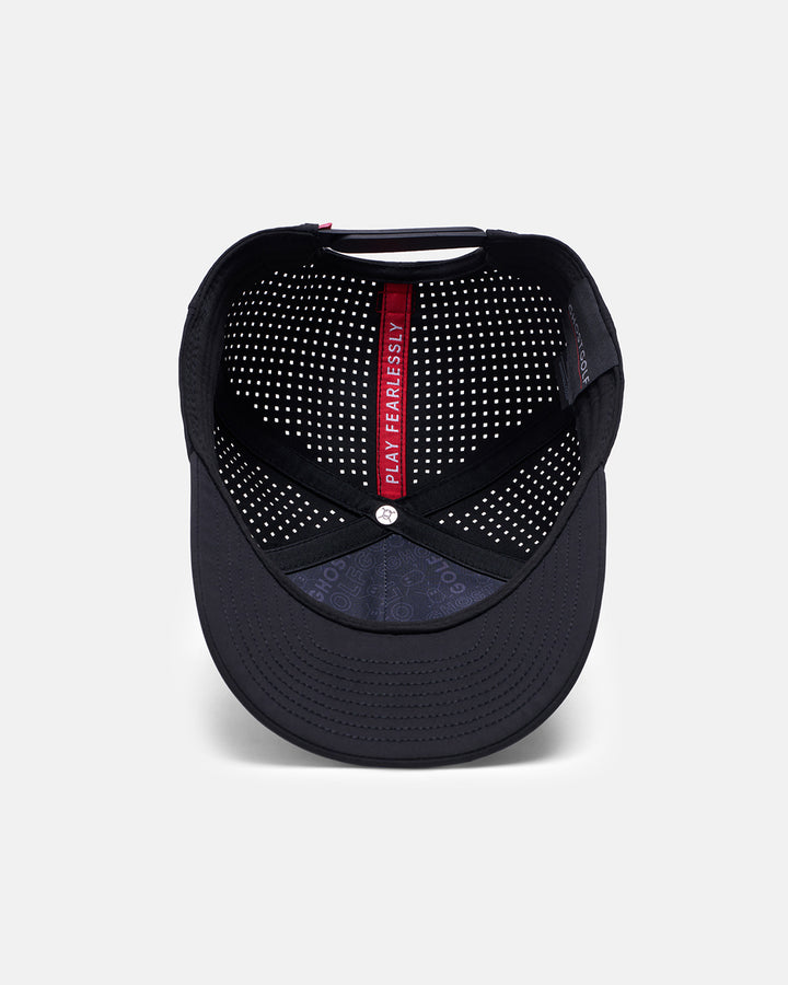 Underneath View Product Photo of Black-Black GG Core Logo Snapback Hat with Play Fearlessly #color_black-black