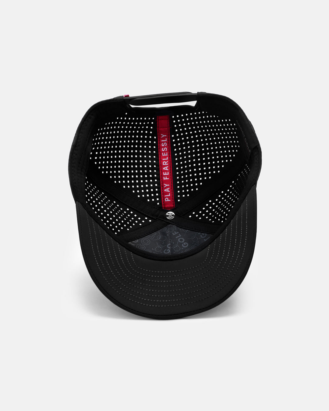 Underneath View Product Photo of Black GG Core Logo Snapback Hat with Play Fearlessly #color_black