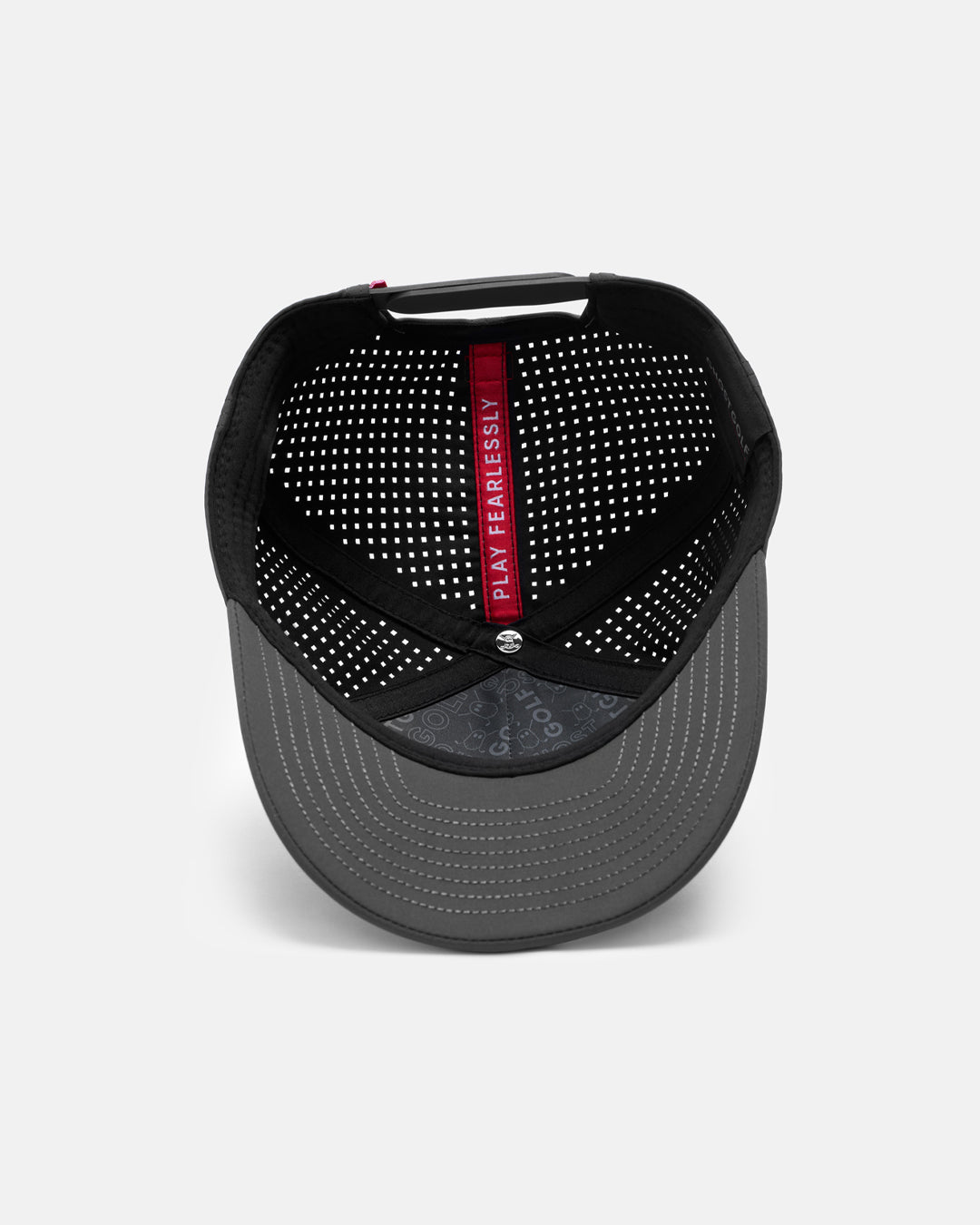 Underneath View Product Photo of Iron Grey GG Core Logo Snapback Hat with Play Fearlessly #color_iron-grey