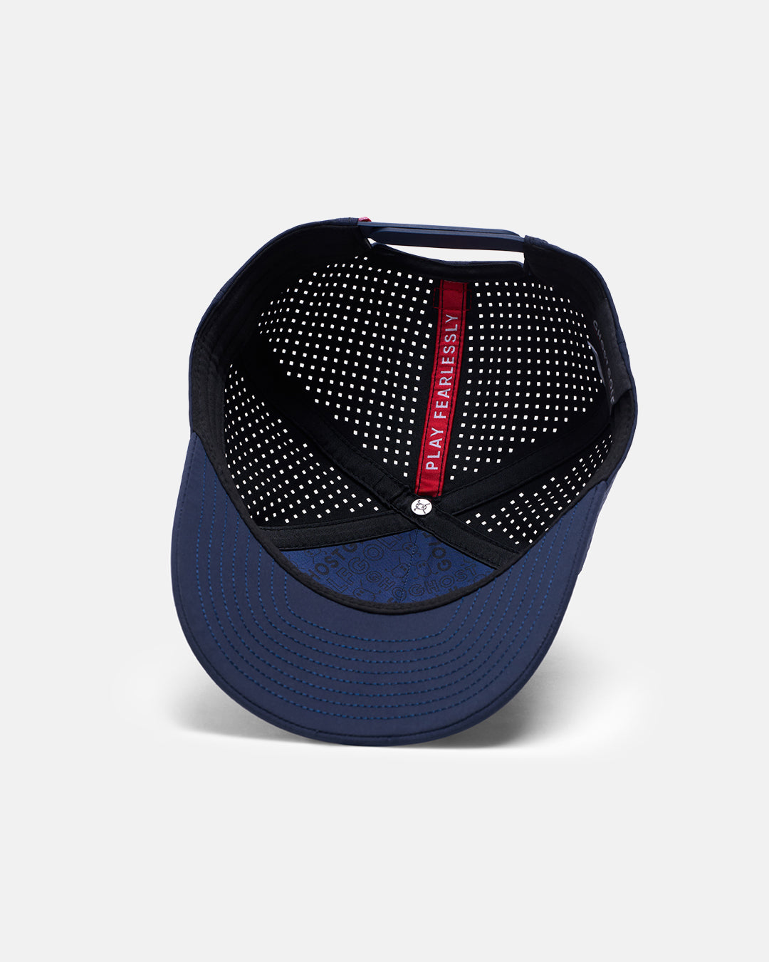 Underneath View Product Photo of Navy GG Core Logo Snapback Hat with Play Fearlessly #color_navy