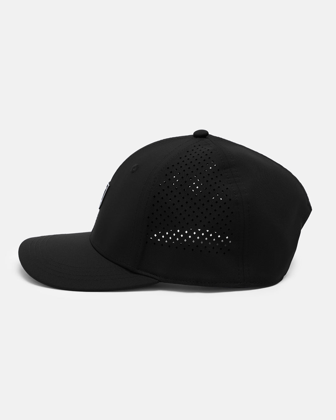 Side View Product Photo of Black GG Icon Crest Snapback Hat #color_black