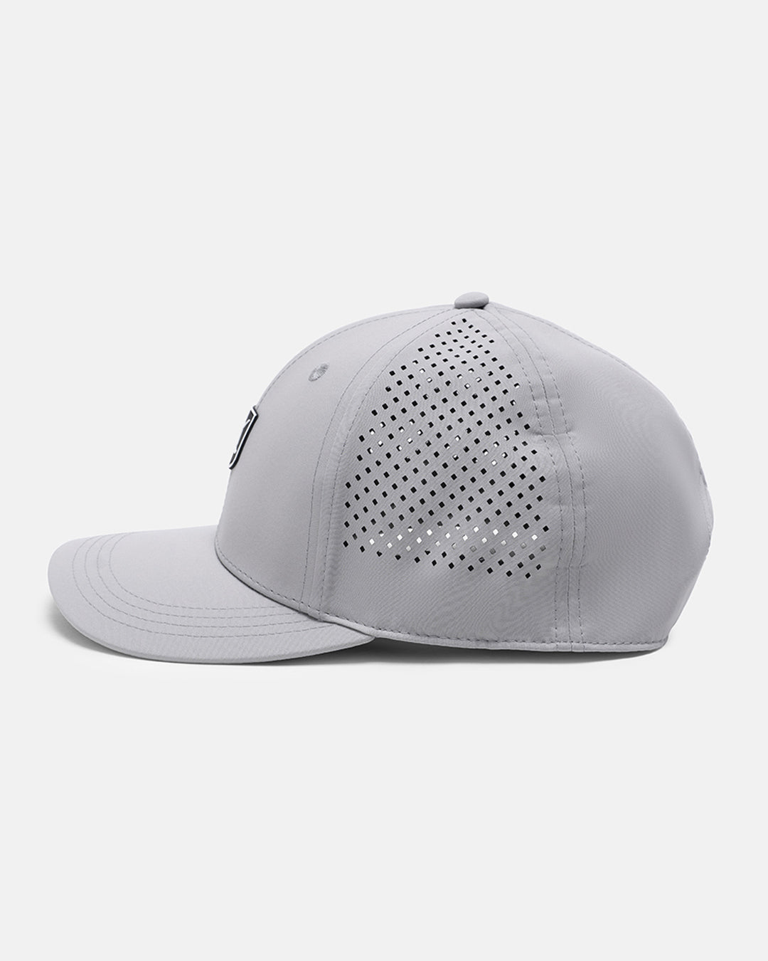 Side View Product Photo of Grey GG Icon Crest Snapback Hat #color_grey