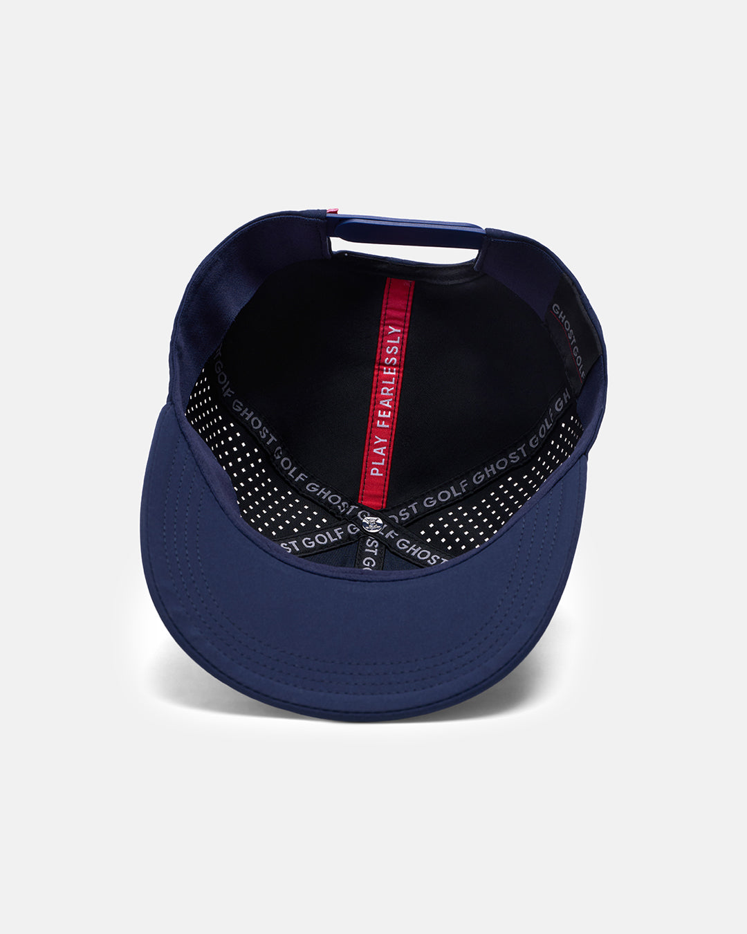 Underneath View Product Photo of Navy GG Icon Crest Snapback Hat with Play Fearlessly #color_navy