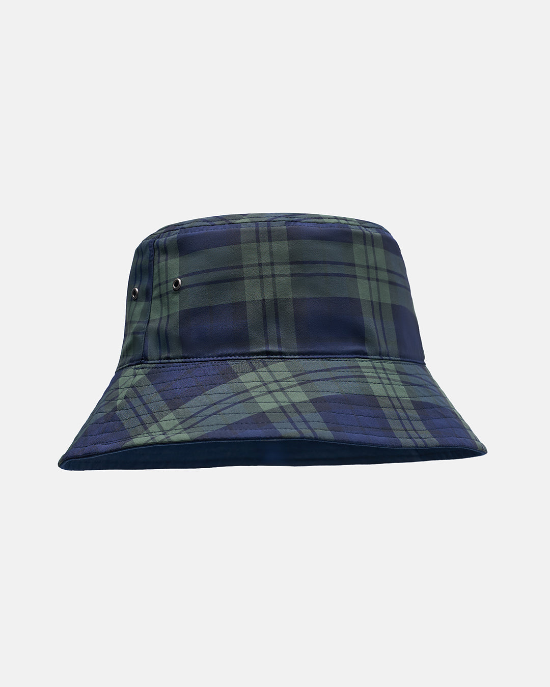 Back View Product Photo of Plaid-Dark Navy GG Spectator Bucket Hat #color_plaid-dark-navy