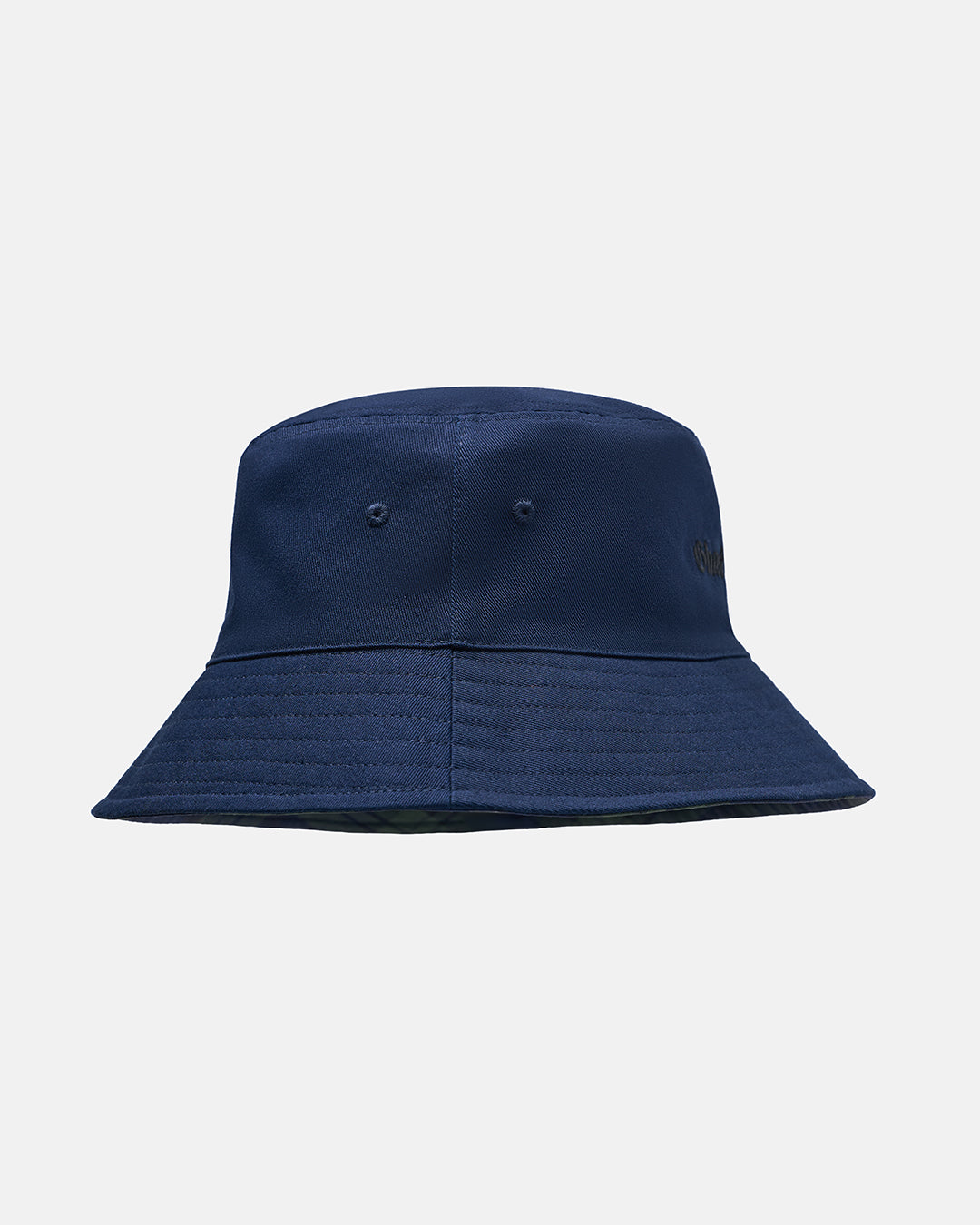 Side View Product Photo of Plaid- Dark Navy GG Spectator Bucket Hat #color_plaid-dark-navy