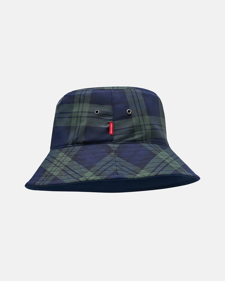 Side View Product Photo of Plaid-Dark Navy GG Spectator Bucket Hat #color_plaid-dark-navy