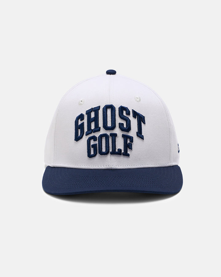 Front View Product Photo of Cream White GG Spectator Snapback Hat with Ghost Golf #color_white