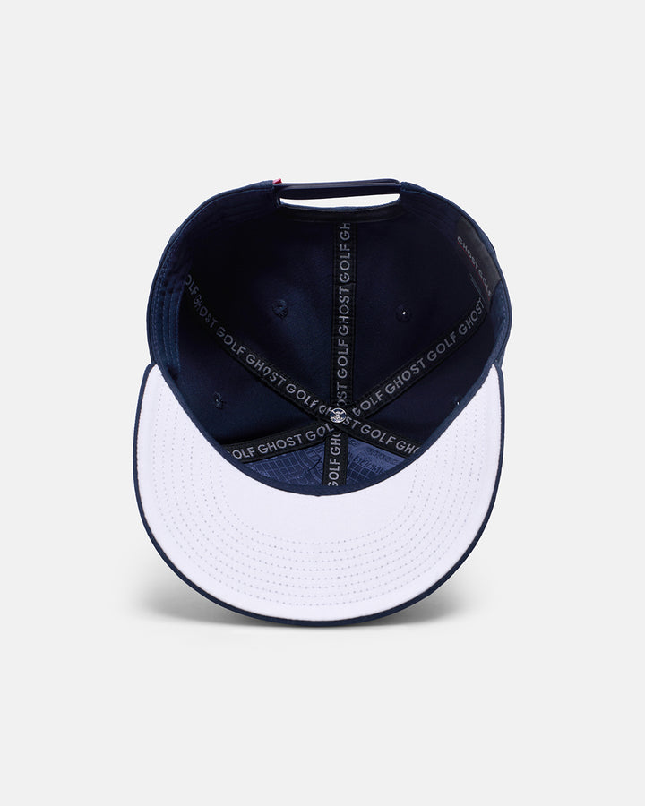 Underneath View Product Photo of Dark Navy GG Spectator Snapback Hat with Ghost Golf #color_navy