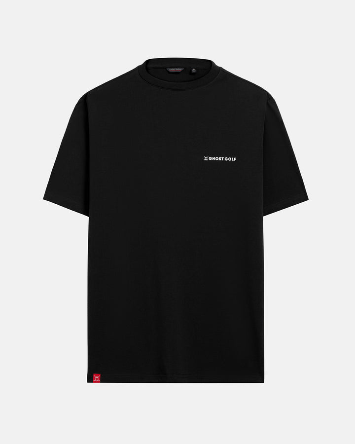 Front View Product Photo of Black Ghost Golf Core Logo Tee #color_black