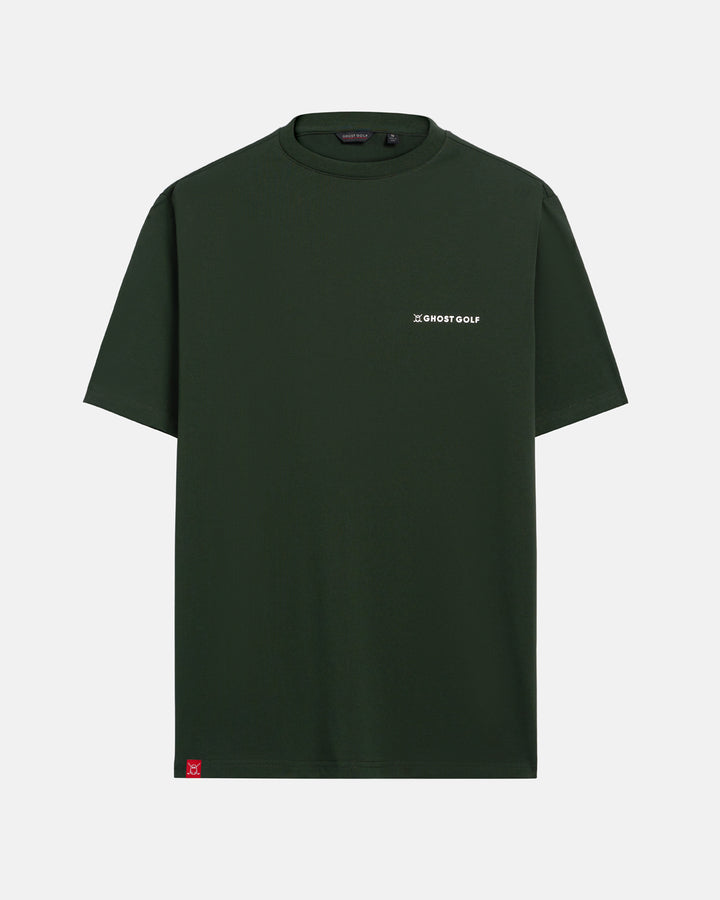 Front View Product Photo of Forest Green Ghost Golf Core Logo Tee #color_forest-green