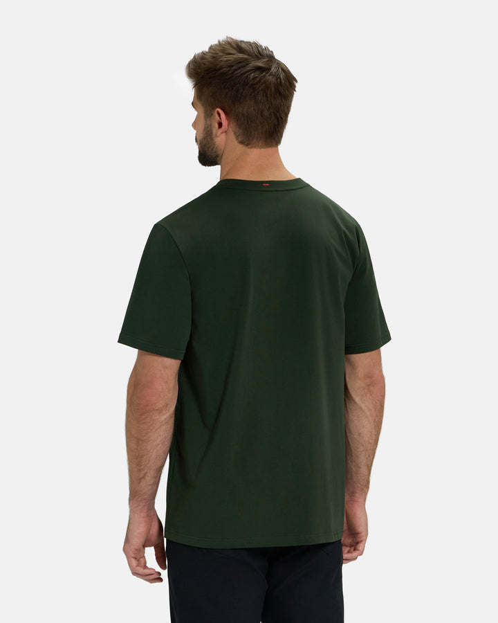 Back View of Forest Green Ghost Golf Core Logo Tee on White Male Model #color_forest-green