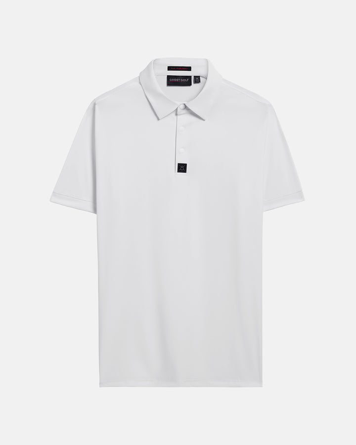 Front View Product Photo of Optic White Ghost Golf Core Polo #color_white