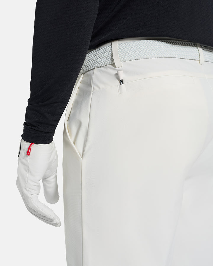 Closeup Back View of White Ghost Golf Core Short on White Male Model #color_white