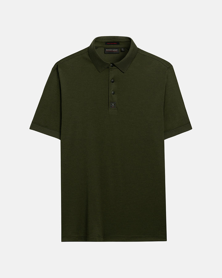 Front View Product Photo of Forest Green Ghost Golf Marled Core Polo #color_forest-green