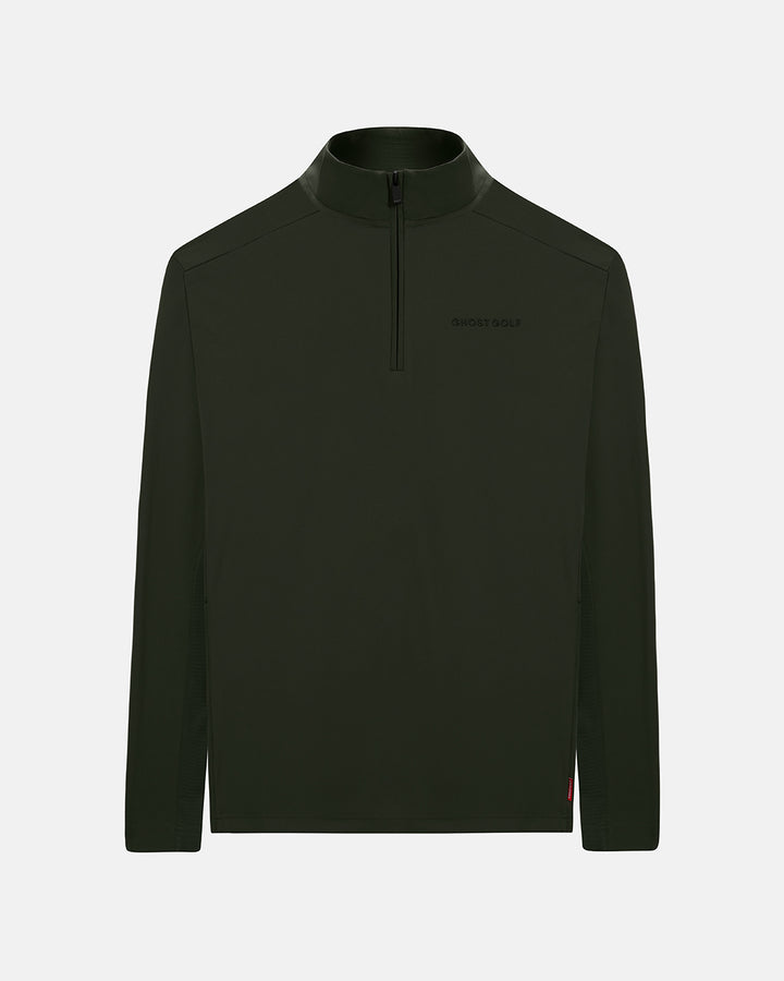 Front View Product Photo of Forest Green Ghost Golf Quarter Zip Mock Jacket #color_forest-green